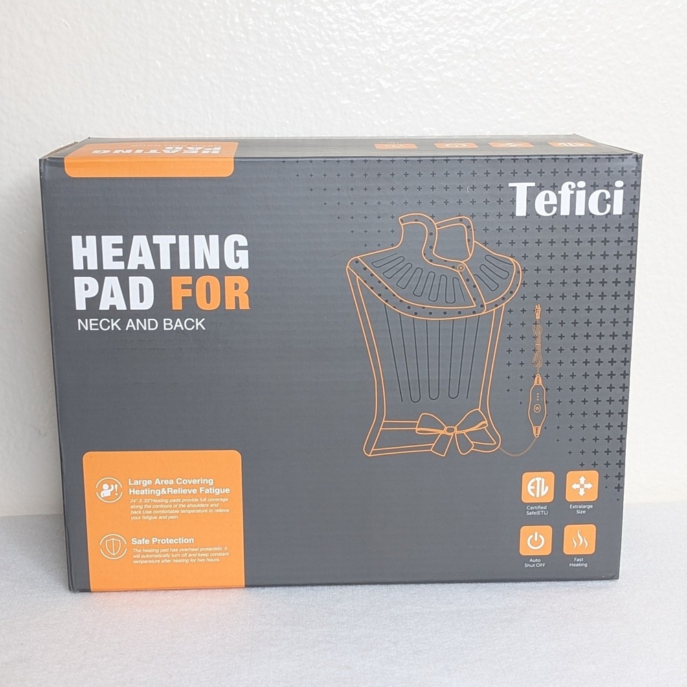 Tefici Heating Pad for Neck and Back Extra Large 24x33 Blue Plush Auto Shut Off